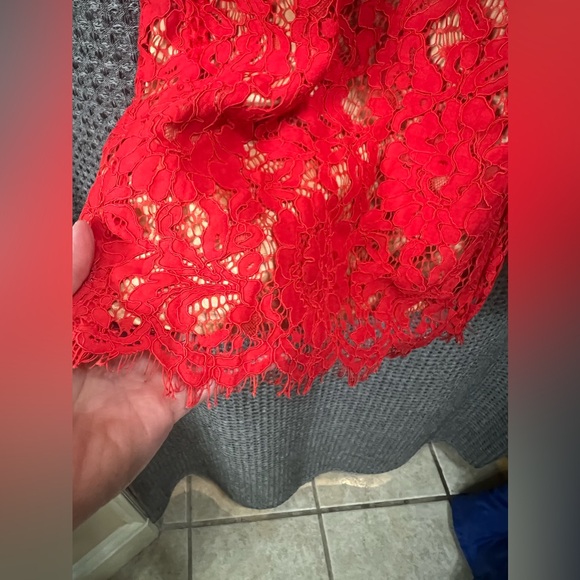 Lush Red Lace Mini Dress Size Large - Picture 7 of 7